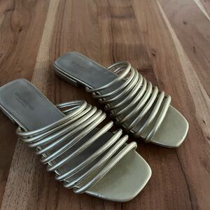 Vagabond Becky Multi Strap Strappy Slide Sandal in Gold Size 7
